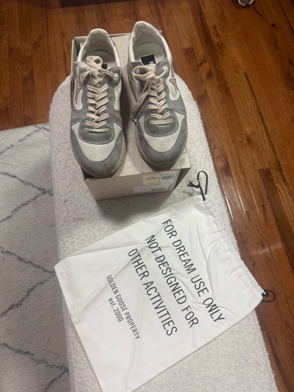 Golden Goose Running Sole Sneakers Silver White Glitter Heel Size 39 - Picture 7 of 7